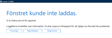Felmeddelande vid inloggning