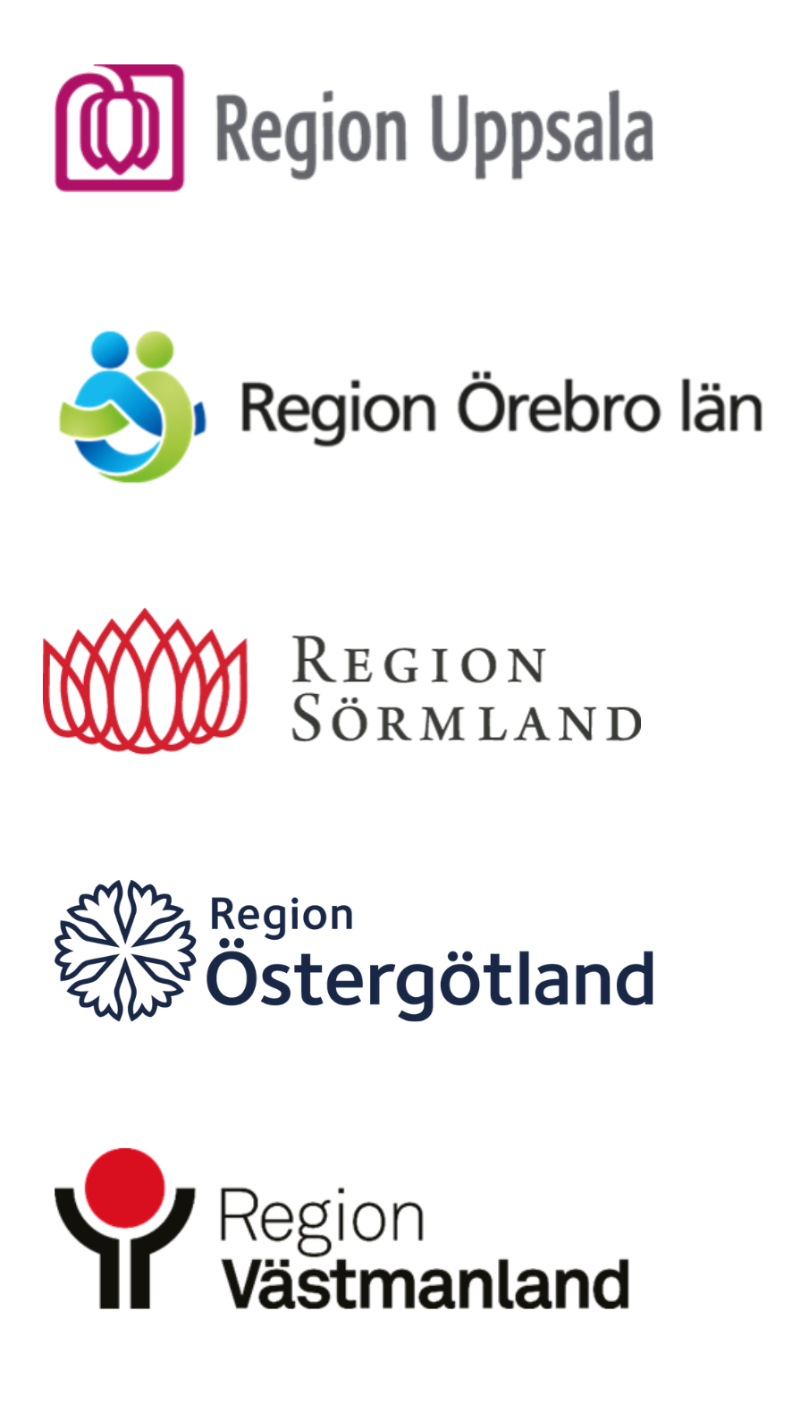 Loggor: Region Uppsala; Region Örebro län; Region Sörmland; Region Östergötland; Region Västmanland.