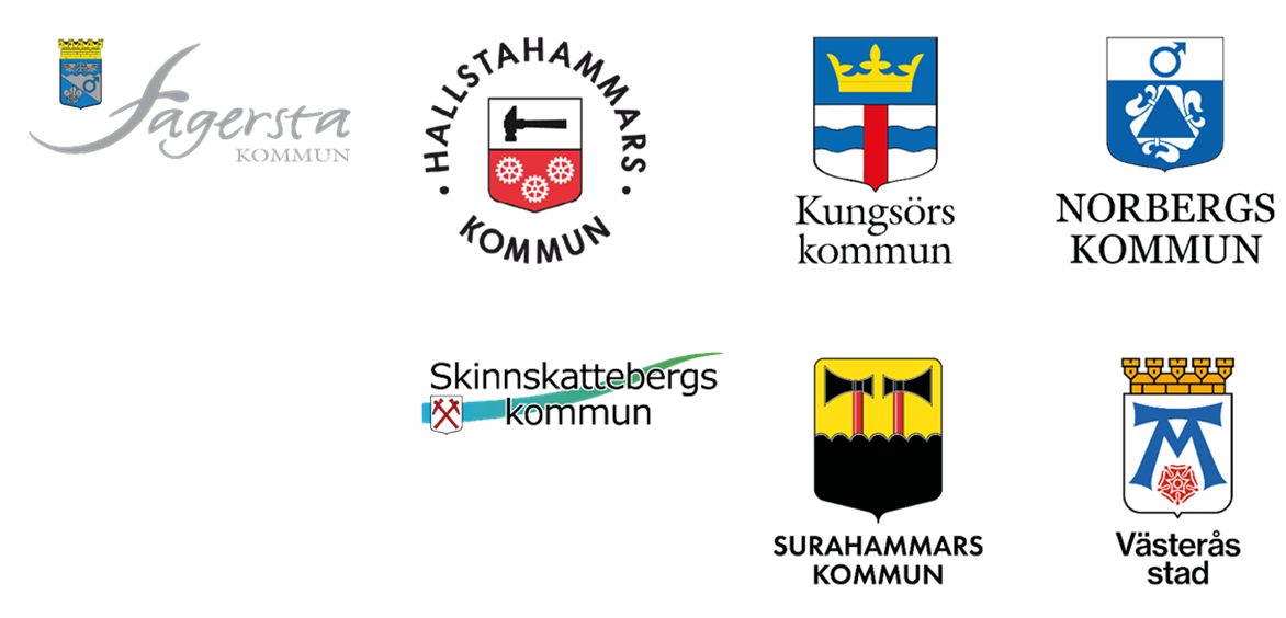 Logglimpa med kommunloggor: Fagersta, Hallstahammar, Kungs&ouml;r, Norberg, Skinnskatteberg, Surahammar och V&auml;ster&aring;s.