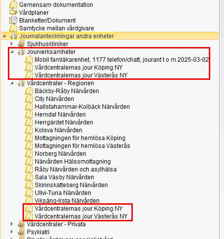 Bilden visar strukturen i journalen