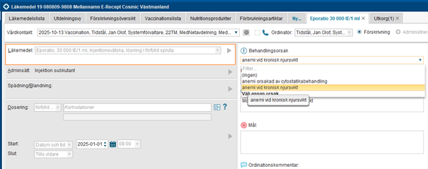 Bilden visar behandlingsorsak i Cosmic