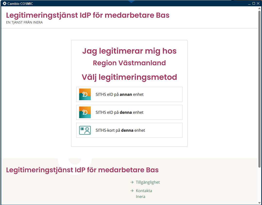 Bilden visar Ineras IdP inloggning