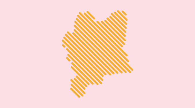 Grafisk bild med gul karta över Västmanland