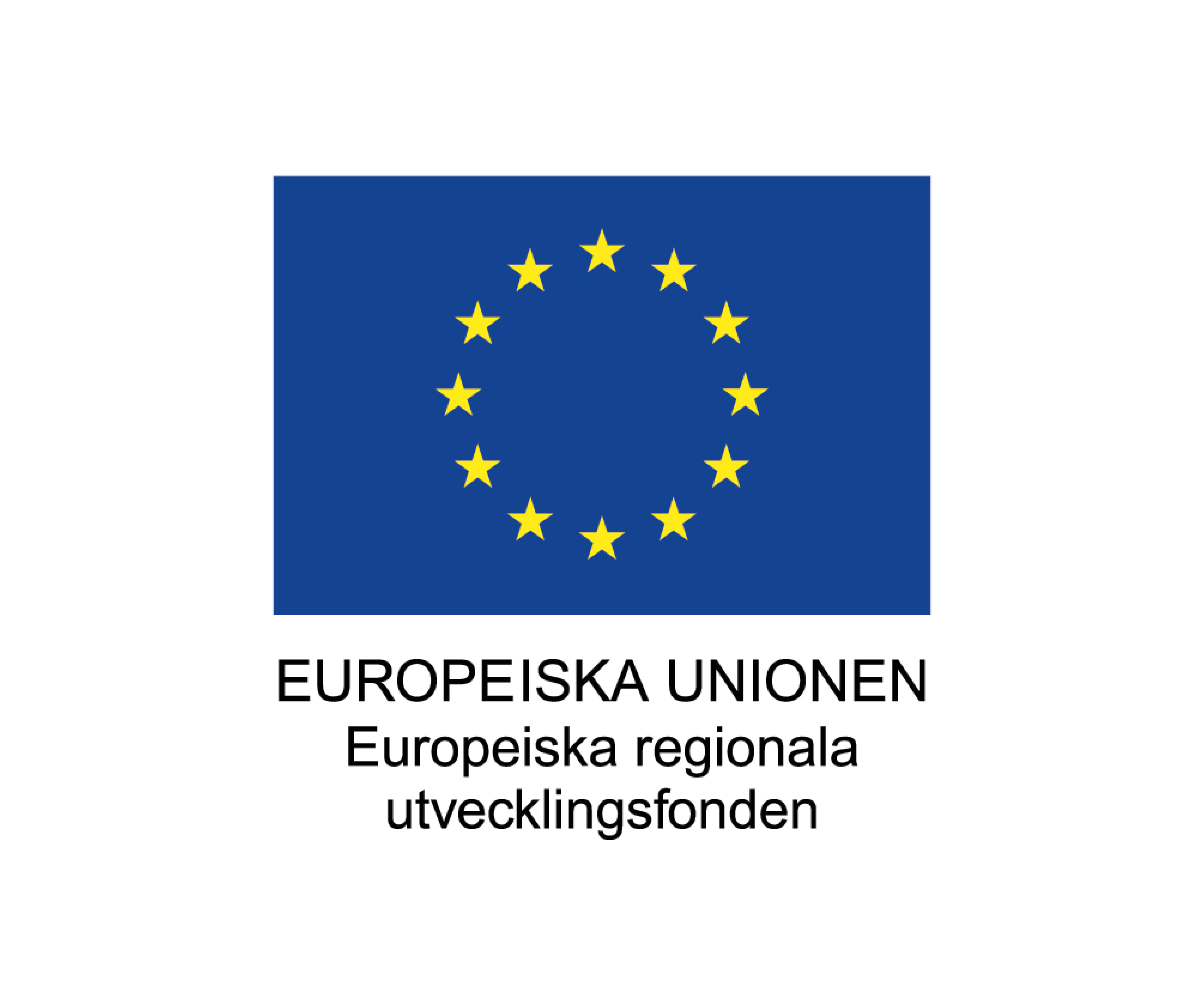 EU-flagga med text under där det står: Europeiska unionen Europeiska regionala utvecklingsfonden